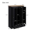 3 Door Wardrobe Clothing Armoire Closet Storage Cabinet with 2 Drawers, Hanging Rails and Storage Shelf, Black+Natural-ModernLuxe - 4 of 4