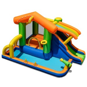 Costway 8-in-1 Multifunctional Water Park with Slide With Climbing Wall Water Cannon - 1 of 4