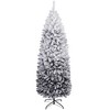 Yaheetech 6Ft/7.5Ft/9Ft Prelit Flocked Pencil Artificial Christmas Tree with Warm White Lights & Snow Branch Tips, Hinged Spruce, Green - 2 of 4