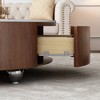 DOMETOUR Round Wood Coffee Table with Faux Marble Tabletop with Storage - 4 of 4
