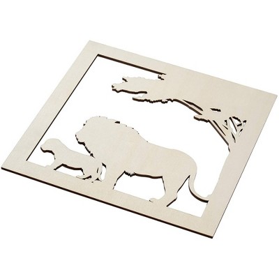 Genie Crafts 2-Piece Unfinished Wood Lion Cutout Wall Art Decor for Painting, DIY Crafts, 11.6 x 0.2 in