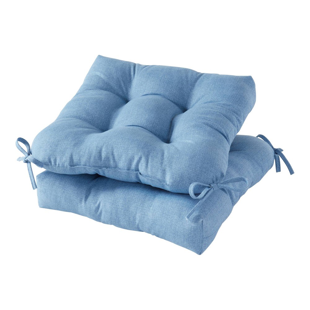Photos - Pillow Kensington Garden 2pc 20"x20" Solid Outdoor Chair Cushions Denim