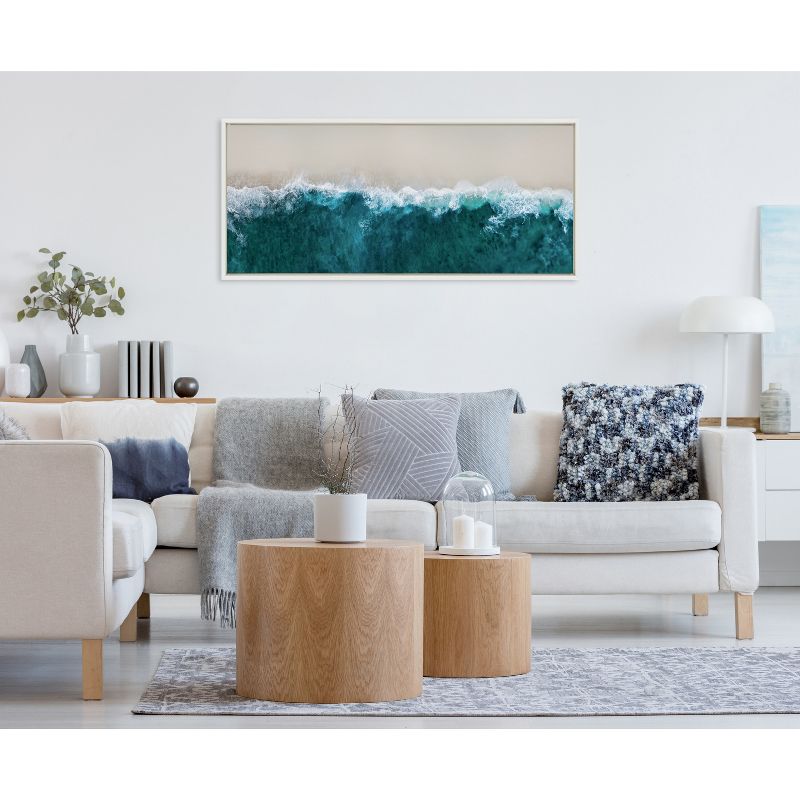 Kate &#38; Laurel All Things Decor 18&#34;x40&#34; Sylvie Waves Crashing on Beach Framed Wall Art by The Creative Bunch Studio White, 5 of 7