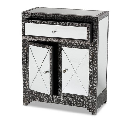 Wycliff Silver Luxe Mirrored Glass 24" Industrial Sideboard