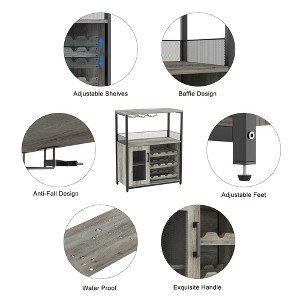 WATARRAN Coffee Bar Cabinet with Wine Rack and Glass Holder, Kitchen Sideboard Buffet Cabinet with Wine Rack Storage - 1 of 4