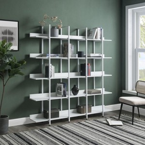 Acekool 5-Tier Industrial Bookshelf, Open Bookcase with Metal Frame, Vintage Storage Shelves for Living Room, Home Office, Black - 1 of 4