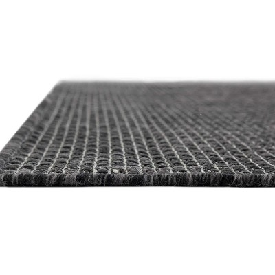 4' x 6' Black Synthetic Outdoor Area Rug: Flat Woven, Washable, Reversible
