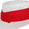 CTM Men's White Straw Gambler Hat with Hatband - 3 of 4