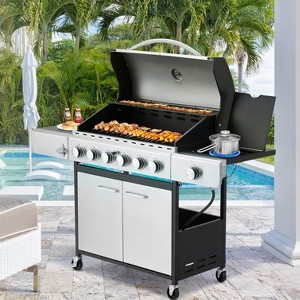 EROMMY 6 - Burner Screw Down Liquid Propane 58000 BTU Gas Grill with Cabinet - 1 of 4