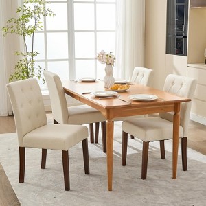 Parsons Button Tufted Dining Chairs Set of 2 - Upholstered Fabric Kitchen Chairs with Wood Legs & Padded Seats-Living Room Kitchen Furniture - 1 of 4