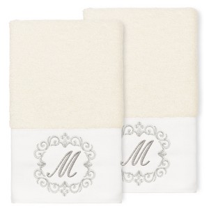 Linum Home Textiles 100% Turkish Cotton MONICA 2PC Embellished Hand Towel Set - 1 of 1