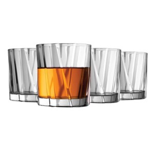 Godinger Silver Set of 4 Glacier Double Old Fashion Glasses: Crystal, 11 oz, Dishwasher-Safe, Hot/Cold Beverages - 1 of 3