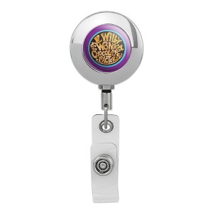 Willy Wonka And The Chocolate Factory Logo Metal Chrome Badge ID Card Holder Clip - 1 of 3