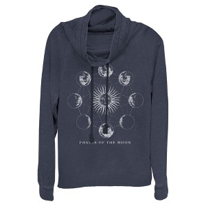 Juniors Womens Lost Gods Phases of the Moon Cowl Neck Sweatshirt - 1 of 4