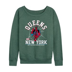 Women's - Marvel - Spider-man Collegiate Lightweight French Terry Wide Neck Long Sleeve Shirt - 1 of 4