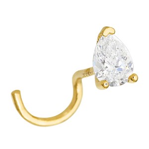 Jewelry Avalanche 22G 14K Gold Pear-shape Moissanite Nose Screw Nose Stud - 1 of 3