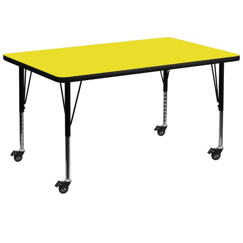 Flash Furniture Mobile 36''W x 72''L Rectangular HP Laminate Activity Table - Height Adjustable Short Legs, 1 of 3