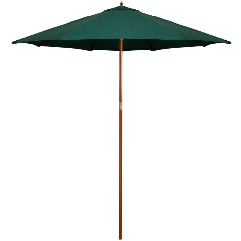 Northlight 8.5ft Outdoor Patio Market Umbrella with Wooden Pole, Green, 1 of 5