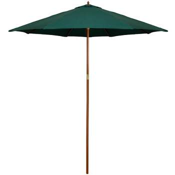 Northlight 8.5ft Outdoor Patio Market Umbrella with Wooden Pole, Green