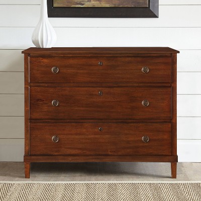 Cambridge Brown 3-Drawer Wood Dresser with Antique Bronze Pulls