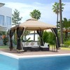 Aghana Digitals 10x10 Brown Outdoor Gazebo with Reinforced Corner Shelves, Double-Tier Canopy & - 4 of 4