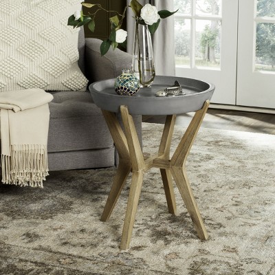 Celeste Dark Grey and Natural Concrete Round End Table