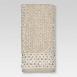 Hand Towels Tan Dot Border Brown - Threshold - Threshold