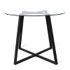 36'' Hana Glass Top Modern Round Dining Table Pedestal Black Leg-Maison Boucle - 4 of 4