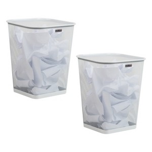 Mind Reader 2-Piece Mesh Garbage Waste Basket Recycling Bin Set, Square, Black - 1 of 4