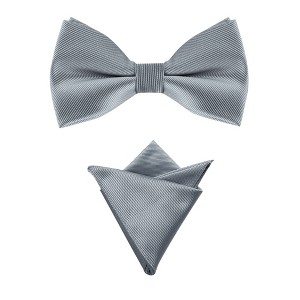 Allegra K Men's Business Causal Matching Pocket Squares Pre-Tied Bow Tie Sets - 1 of 4