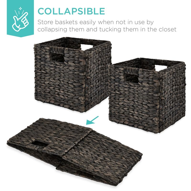 Best Choice Products 12x12in Hyacinth Baskets, Set of 5 Multipurpose Collapsible Organizers w/ Inserts, 3 of 11