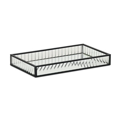 Cheung's Veldra Black Rectangular Fluted Glass Tray - Small