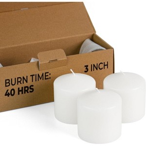 3x3 White Pillar Candles Set of 3 - Unscented Pillar Candles for Home - Elegant White Candles for Relaxing Atmosphere - 1 of 4