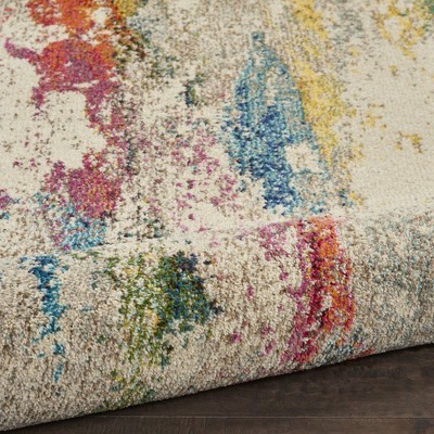 Ivory and Multicolor Abstract Tufted Synthetic Area Rug