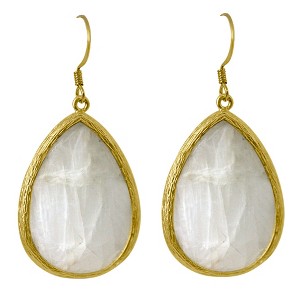Zirconite Long Elongated Pear Shape Drop Earring - White, Women
