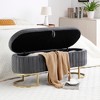 Vynxaria 50" Gray Velvet Oval Bench - Stylish Ottomans and Benches with Ample Storage - 4 of 4