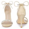 Perphy Women's Rhinestone Round Open Toe Ankle Tie Stiletto Heels Sandals - 3 of 4