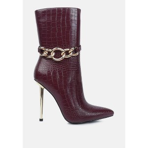 Nicole Croc Patterned High Heeled Ankle Boots Women - 1 of 4