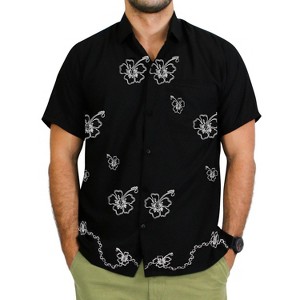 LA LEELA Men's Button Down Hawaiian Shirt Stylish Beach Short Sleeves Aloha Party Casual Tops Summer Funky Holidays Shirts - 1 of 3