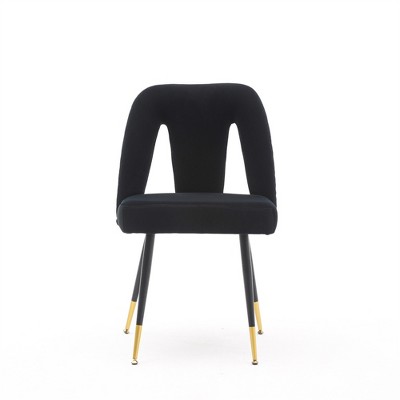 OUTSUPPLY Set of 2 Modern Velvet Dining Chairs, Metal Legs & Nailhead Trim