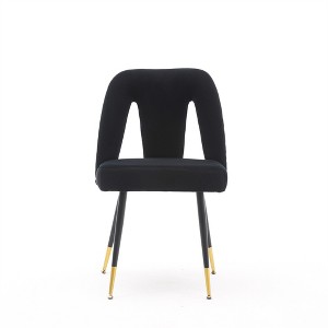 OUTSUPPLY Set of 2 Modern Velvet Dining Chairs, Metal Legs & Nailhead Trim - 1 of 4