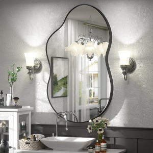 Apmir Irregular High-Strength Tempered Glass and Aluminum Alloy Framed French Cleat Mounted Wall Decor Bathroom Vanity Mirror - 1 of 4