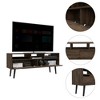 Chic Crate-Bull TV Stand – 52in TV Storage | 3 Open Shelves, 2 Flex Drawers | Dark Walnut - 3 of 4