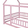 Okak Full Size Bed Frame with House-Style Roof & Fences Guardrails, Modern Floor Bed for Toddlers/Kids Bedroom - 2 of 4