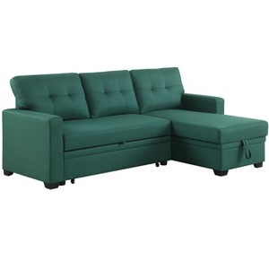 NicBex Line Sleeper Sectional Sofa,L-Shaped Couch with Reversible Storage Chaise for Living Room,Apartment,Office,Green - 1 of 3