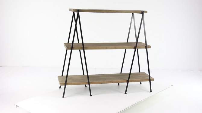 51" Metal and Wood 3 Tier Shelf V Legs Brown - Olivia & May, 2 of 6, play video