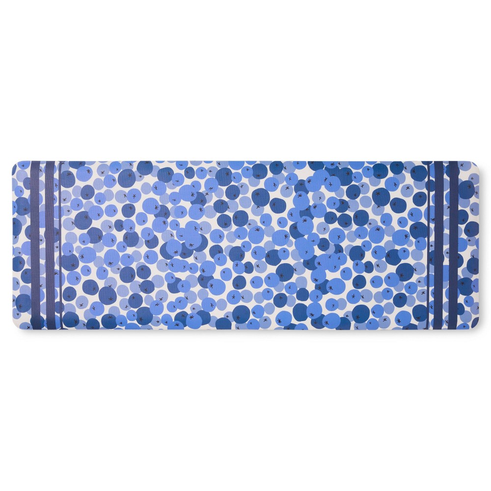 Sur La Table Kitchen Essentials 2'x5' Fresh Blueberries Fruit Kitchen Mat Blue/White: Non-Skid, Water-Resistant PVC Floor Mat