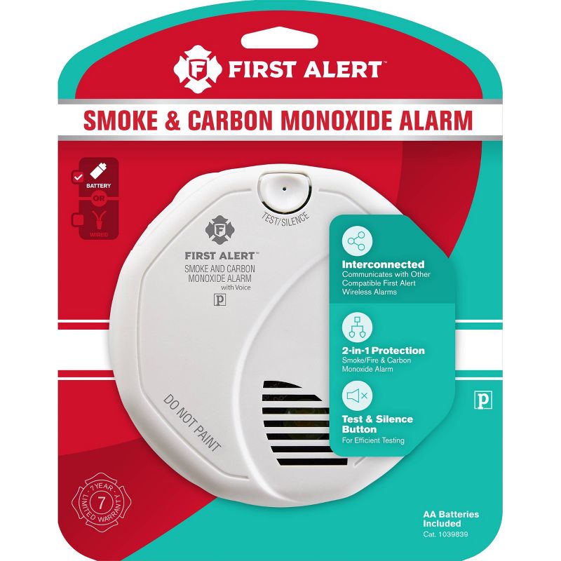 First Alert SCO501CN Smoke &#38; Carbon Monoxide Detector with Voice Location and Wireless Interconnectivity, 1 of 9