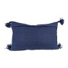 14" x 22" Navy Braided Stripes Hand Woven Premium Outdoor Patio Accent Throw Pillow w/ Tassels - 3 of 4
