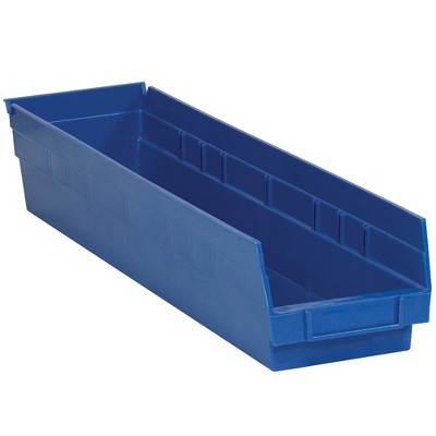 Box Partners Plastic Shelf Bin Boxes 23 5/8" x 4 1/8" x 4" Blue 16/Case BINPS121B